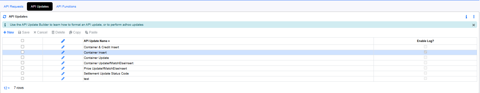API Guide API Application Log API Update Enable Log