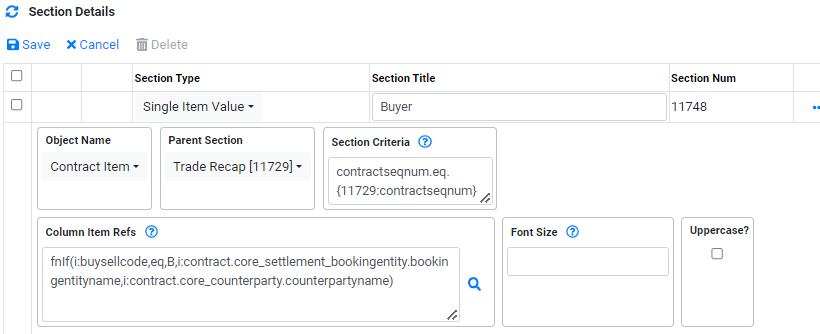 Implementation Document Builder Trade Recap Buyer Single Item Value Detail