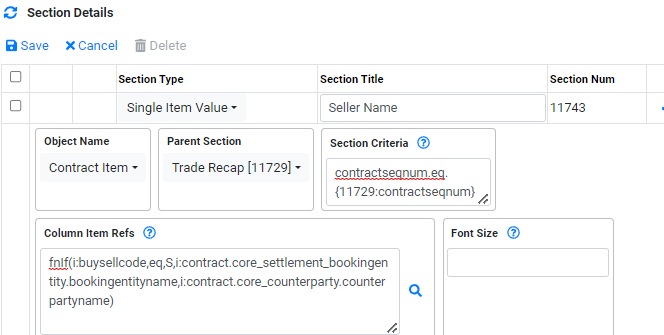 Implementation Document Builder Trade Recap Seller Single Item Value Detail
