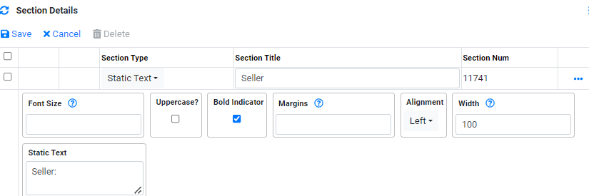 Implementation Document Builder Trade Recap Seller Text Details