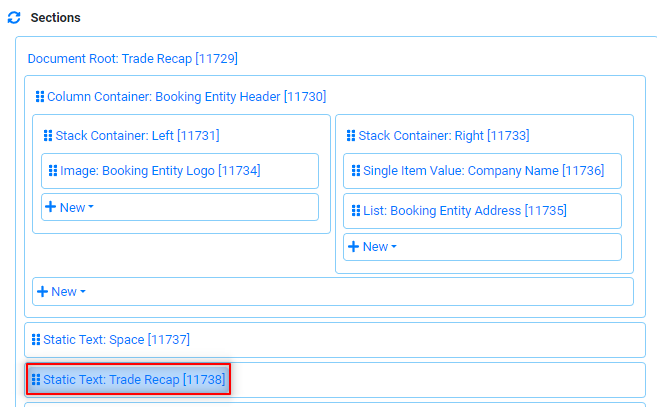 Implementation Document Builder Trade Recap Title Section