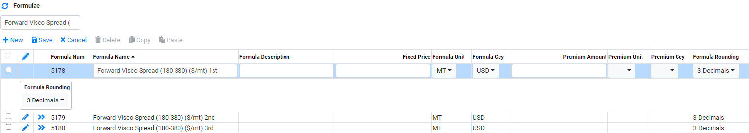 Price Data Formula Forward Price Series