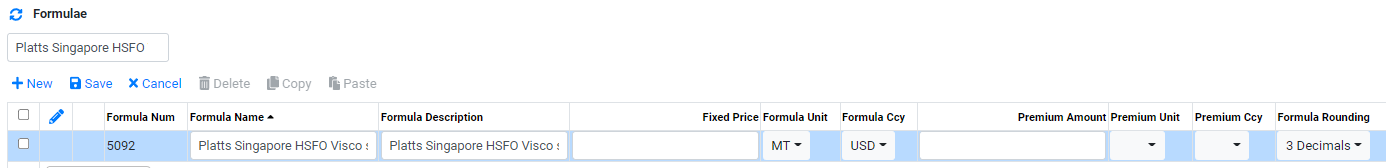 Price Data Formula Spot Price Series