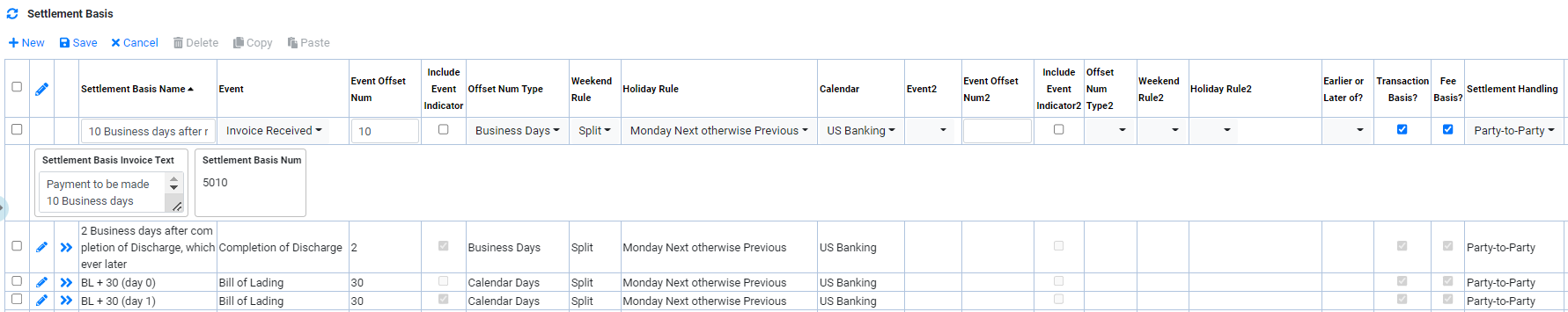 Reference Data Accounting Settlement Basis