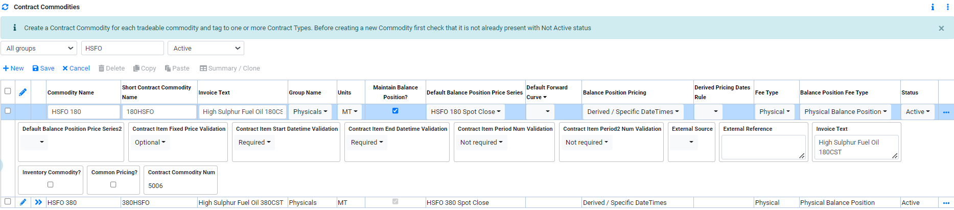 Reference Data Commodities