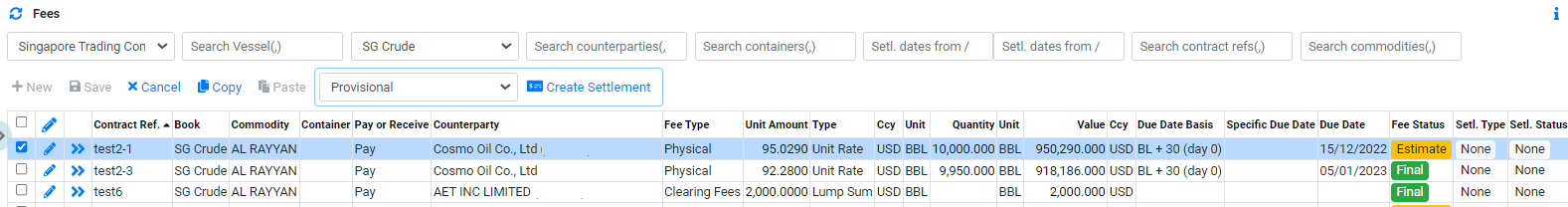 Settlement Provisional Settlement