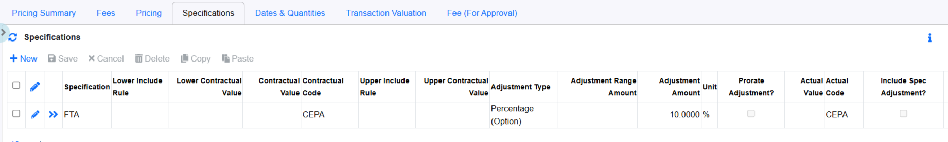 Trading Contract Specifications Percentage(Option) Example