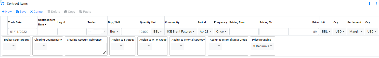 Trading Paper Futures Contract Items