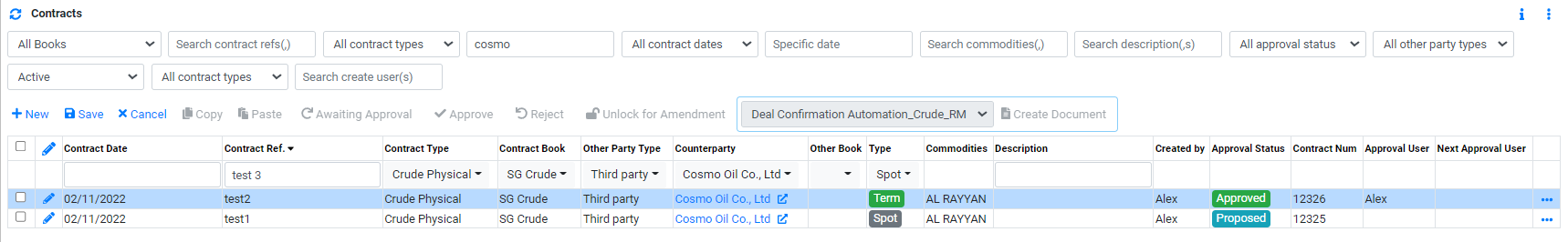 Trading Physical Spot Deal Contract