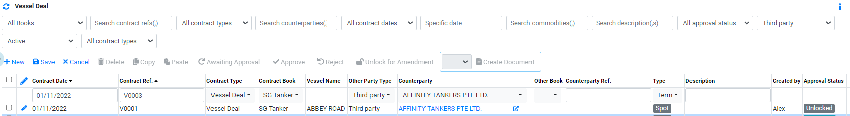 Trading Term Vessel Deal Contract