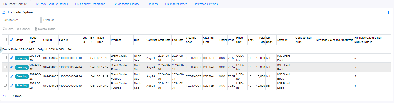 ICE Exchange Interface Fix Trade Capture