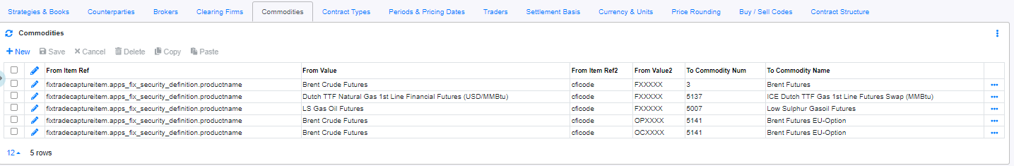 ICE Exchange Interface Interface Mappings Commodities