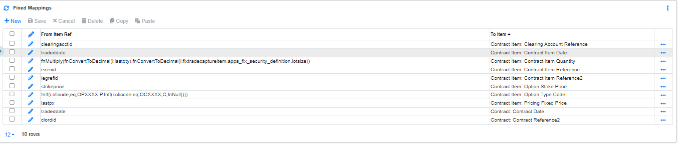 ICE Exchange Interface Interface Mappings Contract Structure Fixed Mappings