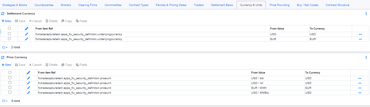 ICE Exchange Interface Interface Mappings Currency Units