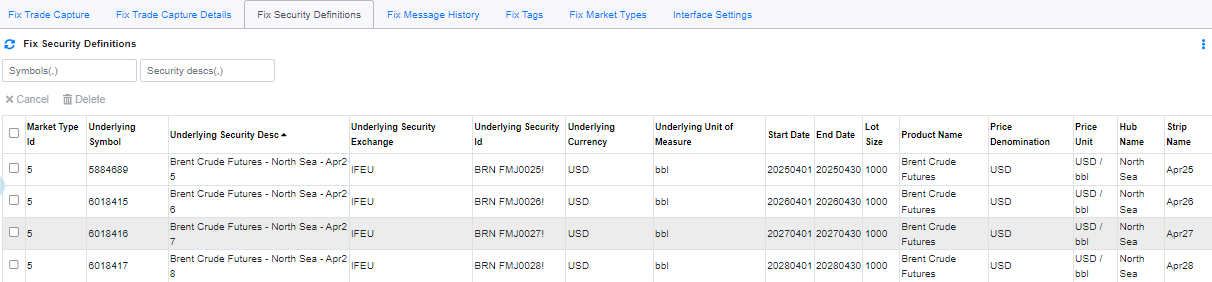 ICE Exchange Interface Fix Security Definition