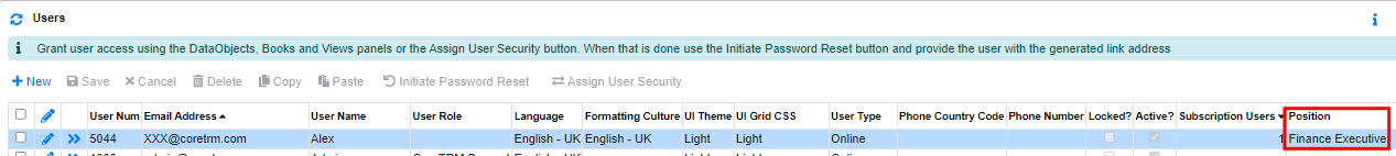 Settlement Approval Users Positions