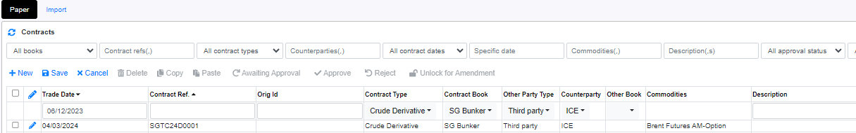 Trading Paper Options Contract