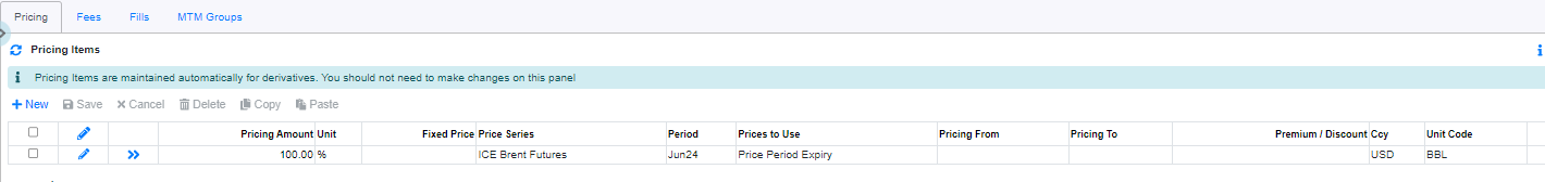 Trading Paper Options Pricing Items